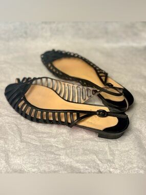 Christian Louboutin Black Strappy Flat Sandals